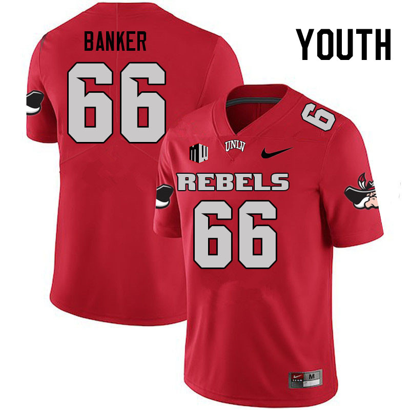 Youth #66 Carver Banker UNLV Rebels College Football Jerseys Stitched Sale-Scarlet - Click Image to Close